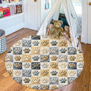 Custom Dog Paw Round Rug Patchwork Area Rug for Pet Lovers (1, A2)