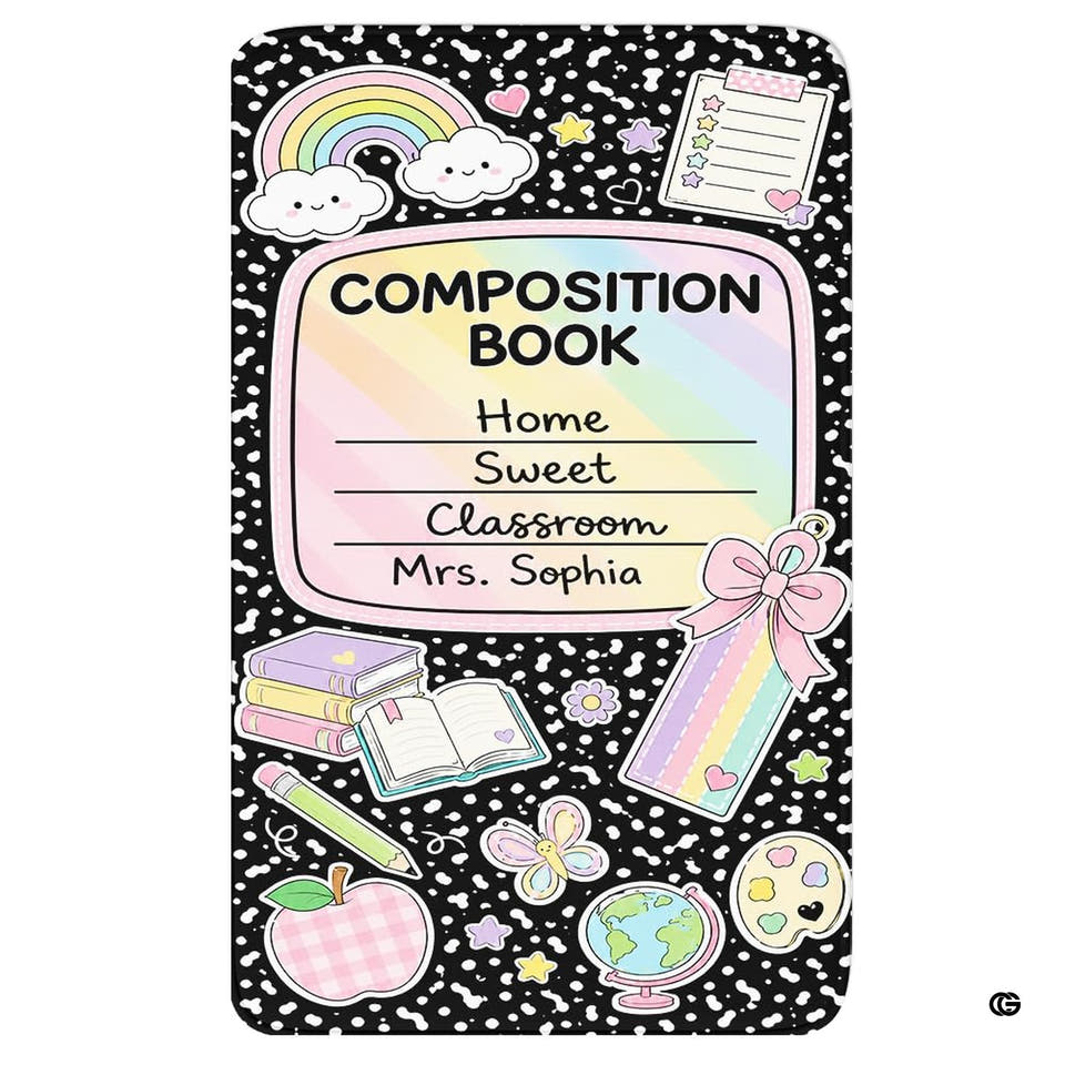 Speckled stationery pastel teacher educator area rug - view 1
