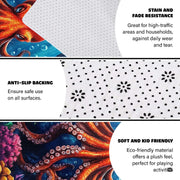 Non-skid dotted backing and resilient pile construction of the octopus area rug. - thumbnail image 6 of 7