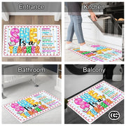 Personalized Welcome Doormat with Teacher Name and Notebook Pattern