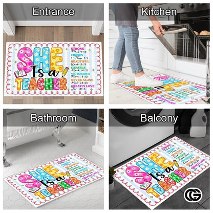 Personalized Welcome Doormat with Teacher Name and Notebook Pattern