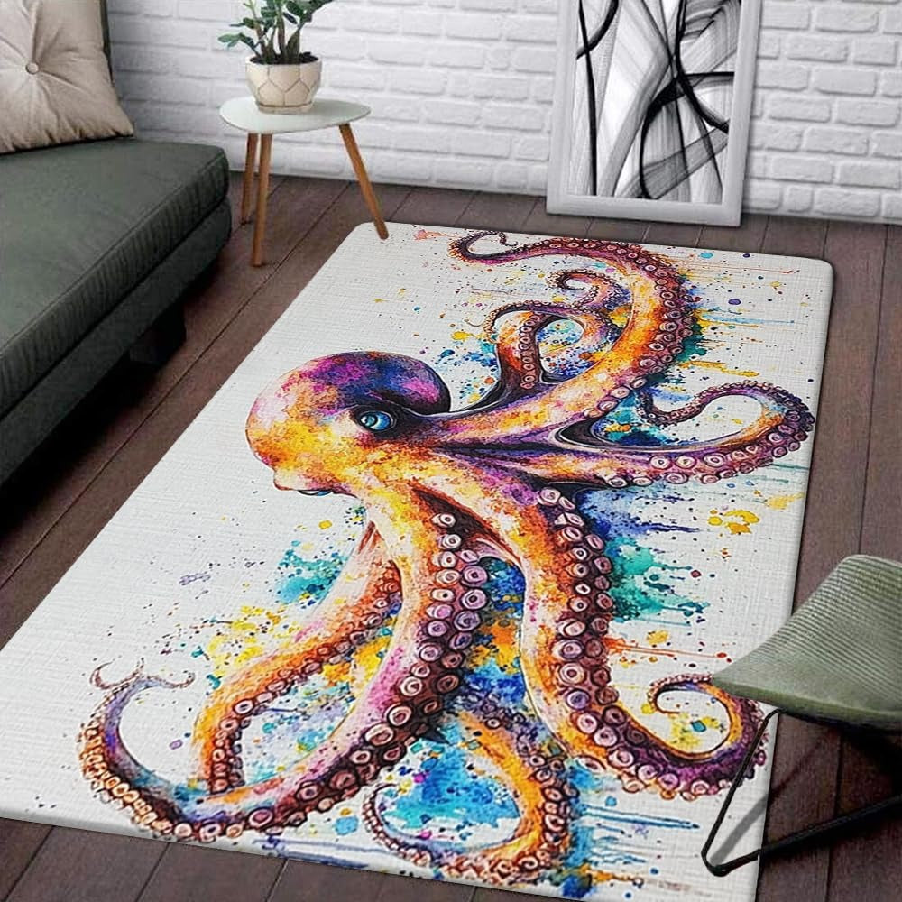 Custom Octopus Welcome Mat with Coastal Design and Durable Backing