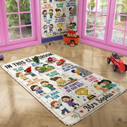 Classroom rules area rug styled on hardwood flooring in school room. - thumbnail image 4 of 7