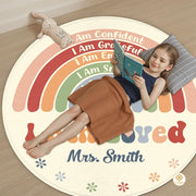 Custom Rainbow Educational Welcome Mat with ABC and Feelings