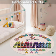 Closeup view of the soft microfiber surface and colorful crayon print graphics - thumbnail image 3 of 9