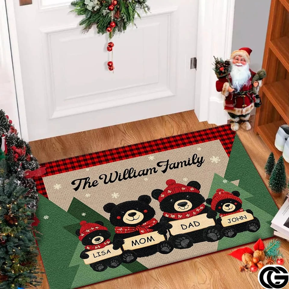Personalized Christmas Doormat with Family Name and Address
