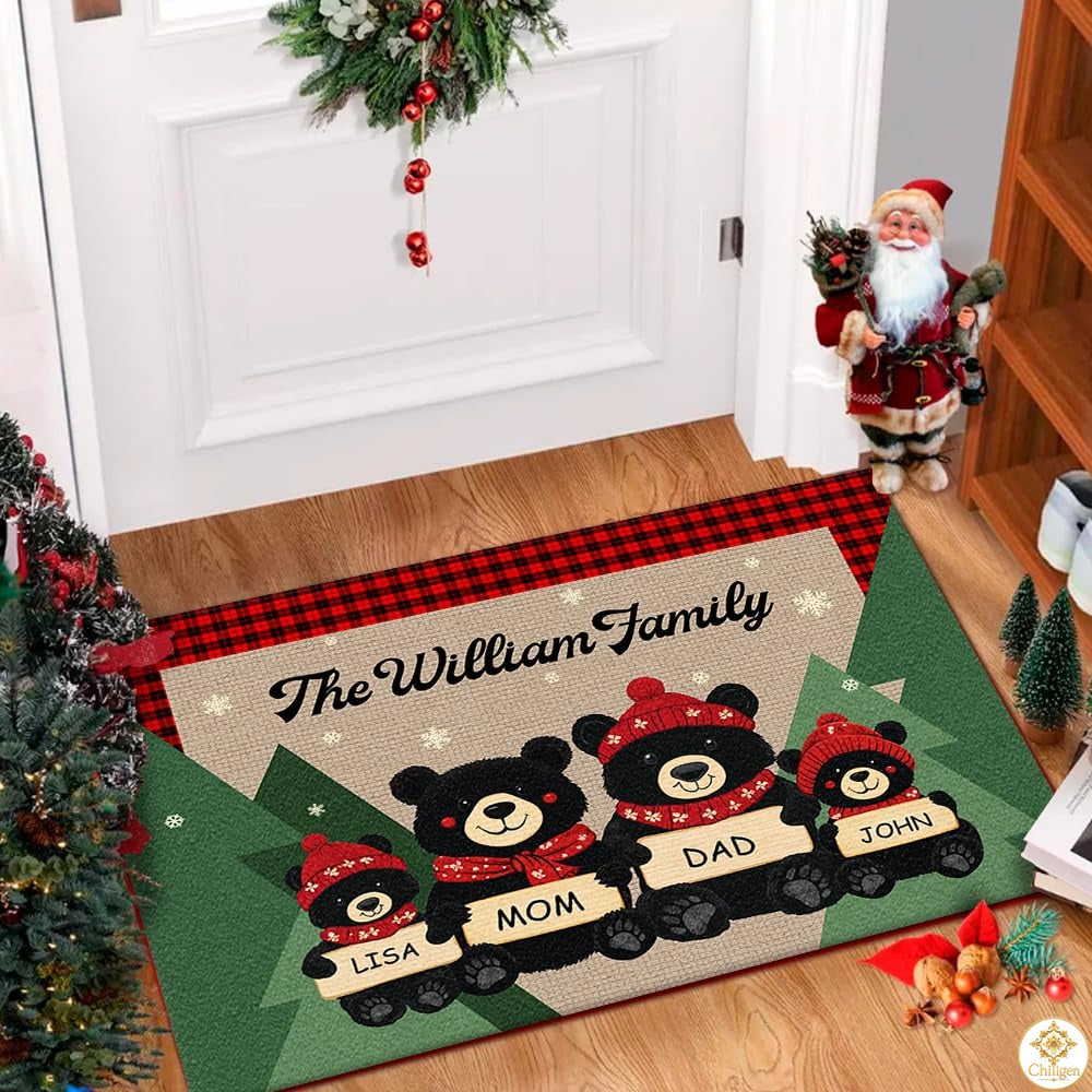 Personalized Christmas Doormat with Family Name and Address