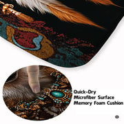 Close-up detail illustrating the wolf fur textures, turquoise beads, and microfiber pile - thumbnail image 3 of 7
