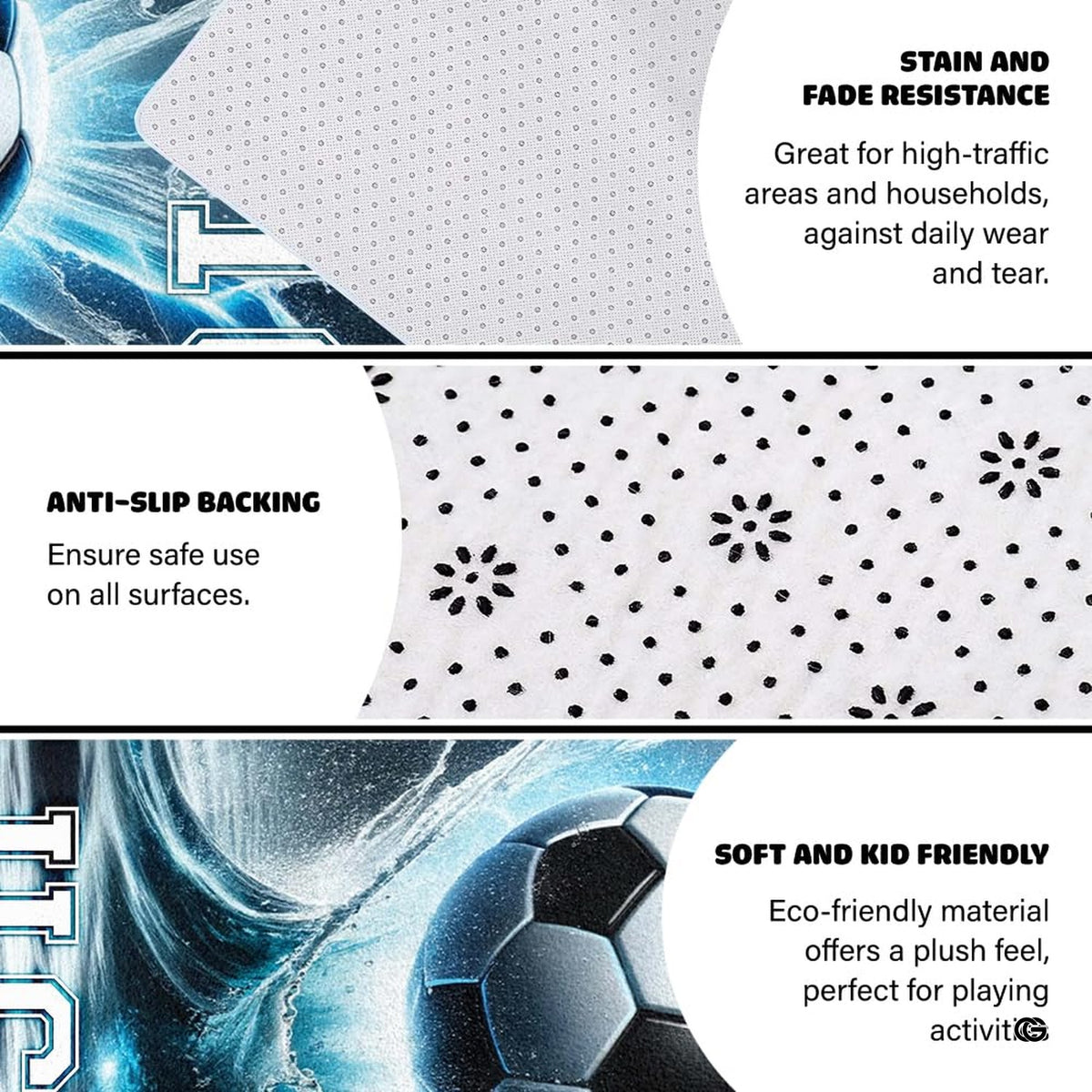 Soccer water splash area rug styled on patio stone floor between outdoor seating. - image 4 of 8