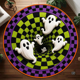 Personalized Halloween 3D Optical Illusion Ghost Round Rug (A01)
