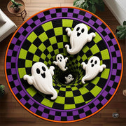 Personalized Halloween 3D Optical Illusion Ghost Round Rug (A01)