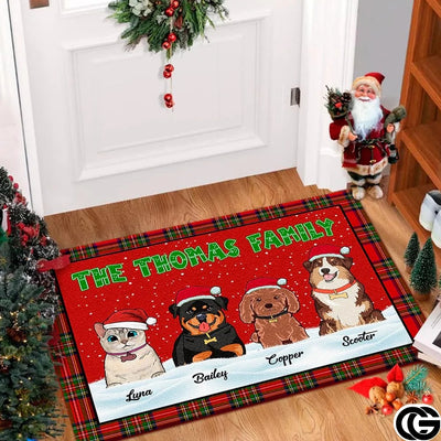 Personalized Christmas Doormat with Family Name and Custom Text