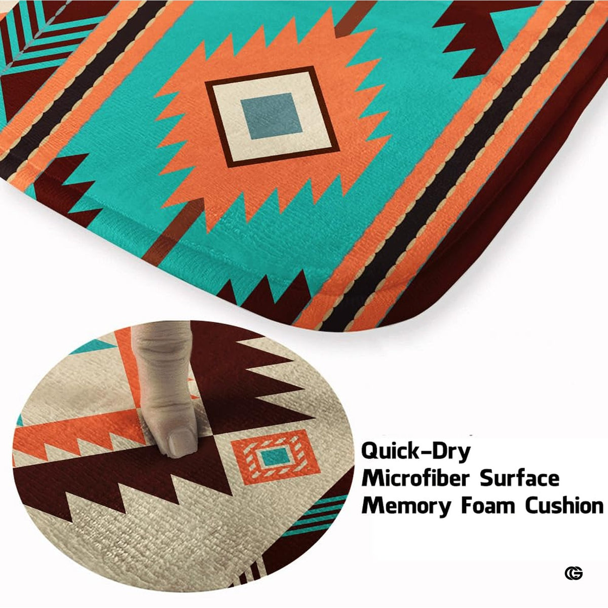 Close-up of Aztec-inspired stepped diamond and serrated triangle motifs on a Southwestern area rug. - image 3 of 7