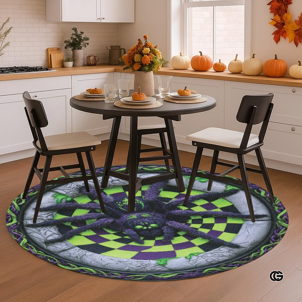 Custom Halloween 3D Effect Optical Illusion Spooky Round Rug (D6)