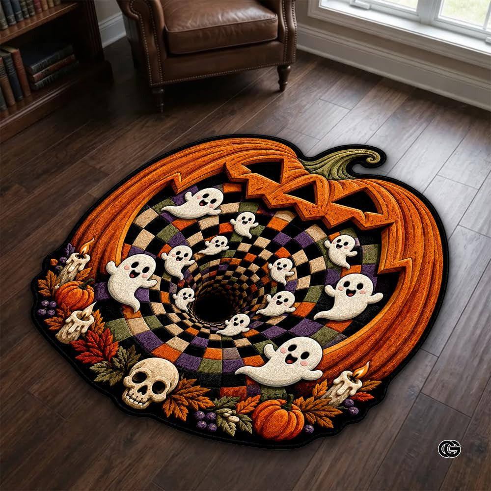 Personalized Halloween 3D Optical Illusion Shaped Rug (A04)