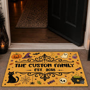 Halloween Door Mat Outdoor, Custom Spooky Welcome Mat with Black Cat and Pumpkin, Fall Front Door Mat for Porch Entryway Decor #5