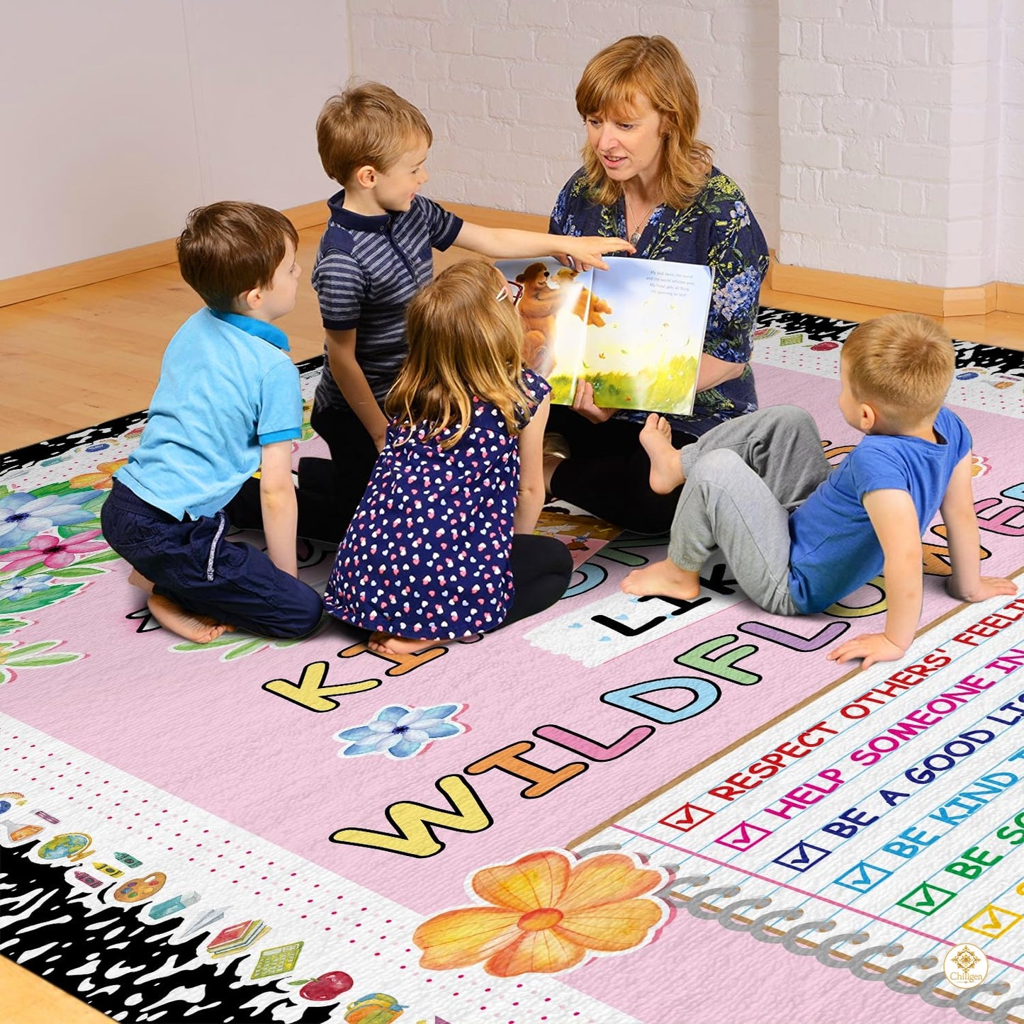 Custom Composition Notebook Classroom Rug with Plush Memory Foam