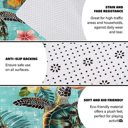 Non-slip grip backing texture and resilient construction of sea turtle area rug. - thumbnail image 6 of 7