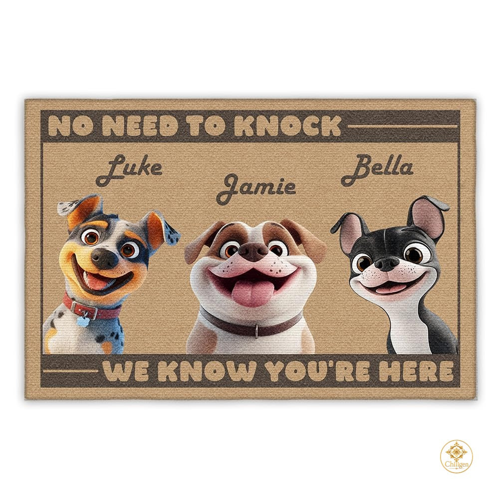 Personalized Dog Doormat with Custom Text and Non Slip Backing