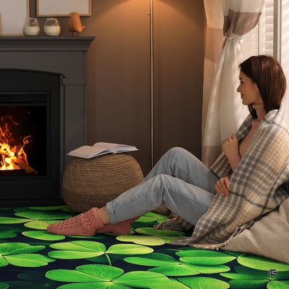 Entryway floor arrangement featuring the green clover leaf living room area rug - thumbnail image 8 of 8