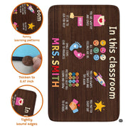 Lifestyle mockup showing the classroom affirmations rug centered on a light wood floor - thumbnail image 8 of 8
