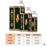 Corner angle displaying rich gold Aztec geometric border bands on native american area rugs. - thumbnail image 6 of 7