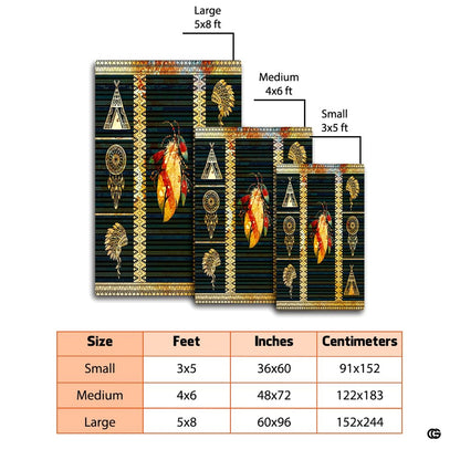 Corner angle displaying rich gold Aztec geometric border bands on native american area rugs. - thumbnail image 6 of 7