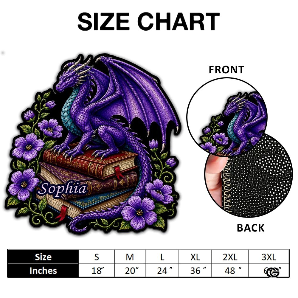 Custom Dragon Shaped Area Rug, Personalized Library Western Dragon Shaped Floor Mat Book Rug, Non-Slip Reading Room Carpet for Living Room, Bedroom, Dorm, Kids Room, Fans Lover (D8)