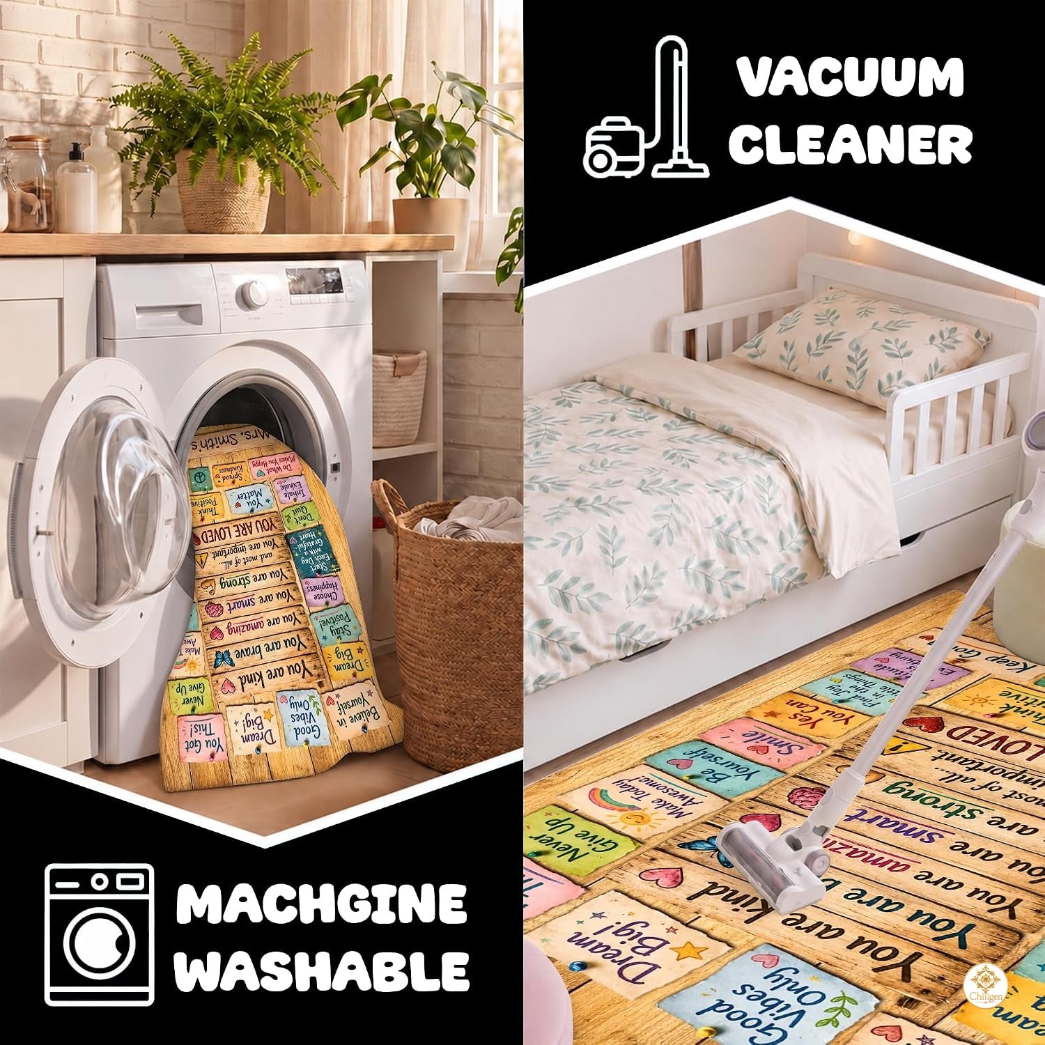 Personalized Motivational Classroom Rug for Kids - Vintage