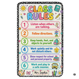 Class rules kawaii notebook elementary kids rectangular area rug.