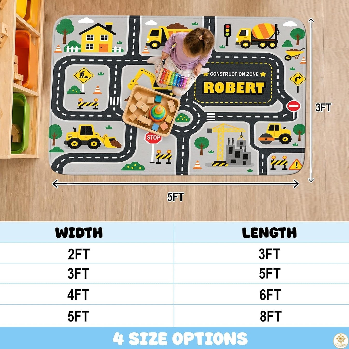 Custom Road Map Area Rug