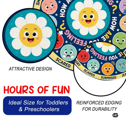 Wheel of Feelings and Emotions Round Rug, Educational Mental Health Rug for Classroom, Educational Animal Shape School Mat, Back to School Gift (Feeling 4)