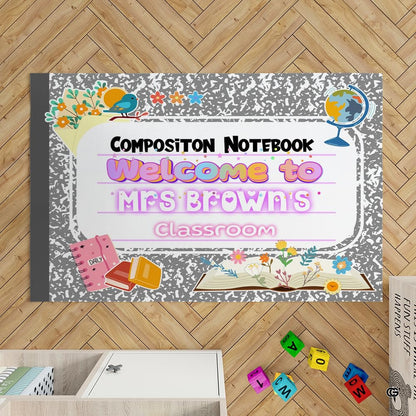 Closeup view of the soft microfiber surface and stationery print artwork - thumbnail image 3 of 8