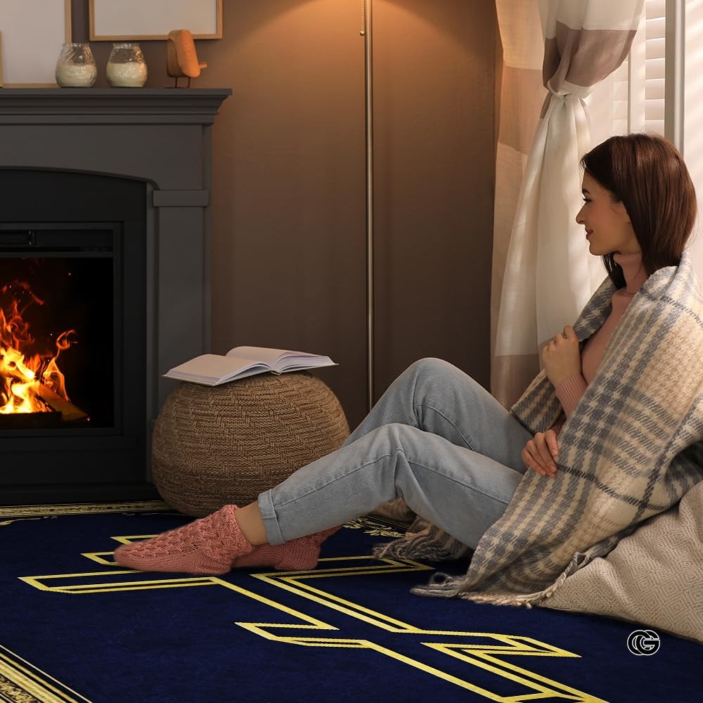 Personalized Orthodox Christian Area Rug, Custom Eastern Orthodox Russian Greek Byzantine Non-Slip Rug for Women Men, IC XC Nika Cross Mat for Living Room, Bedroom, Church Decor (D1)