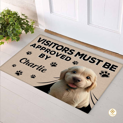 Personalized Dog Welcome Mat with Custom Name and Pet Design