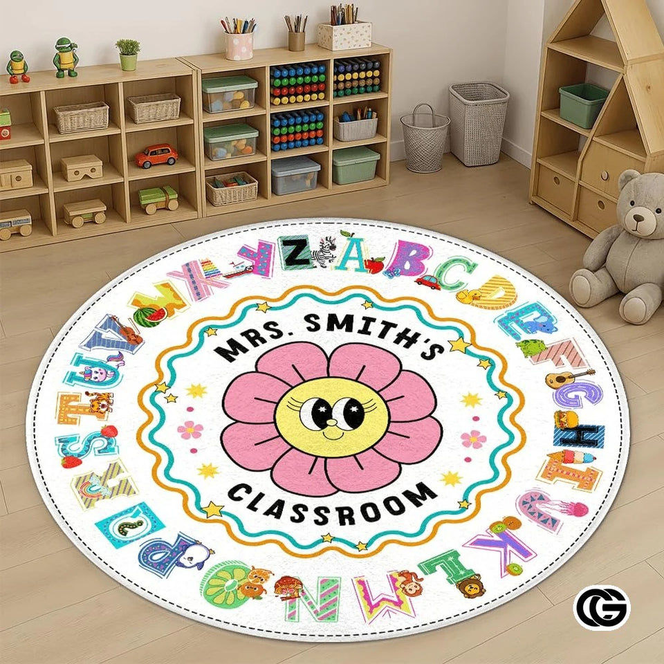 Custom Educational Welcome Mat with ABC and Feelings Design
