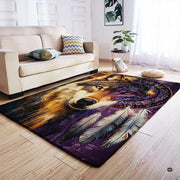Intricate beaded web and hanging plume motifs displayed across deep midnight rug background. - thumbnail image 4 of 7