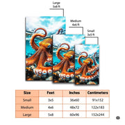 Realistic giant octopus living room area rug styled in modern patio lounge setting - thumbnail image 5 of 7