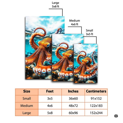 Realistic giant octopus living room area rug styled in modern patio lounge setting - thumbnail image 5 of 7