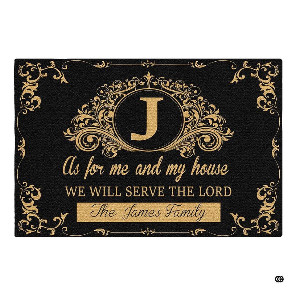 Personalized Bible Verse Doormat with Custom Name, As for Me and My House We Will Serve The Lord Doormat, Thoughtful Gift for Housewarmings, Weddings, Easter, Christmas