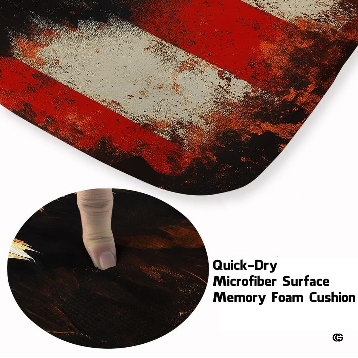 Soft low-pile microfiber surface texture on patriotic eagle flag rug