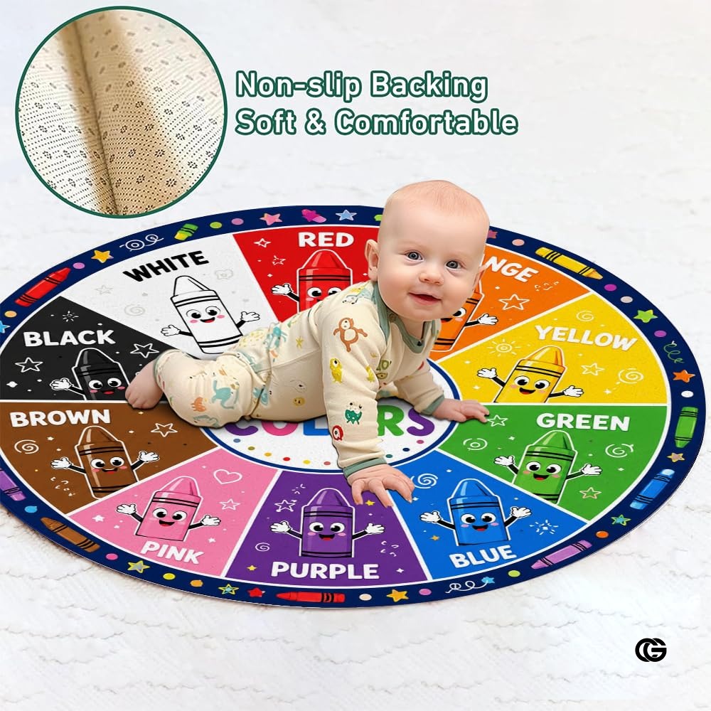 Wheel of Feelings and Emotions Round Rug, Educational Mental Health Rug for Classroom, Educational Animal Shape School Mat, Back to School Gift (R01)