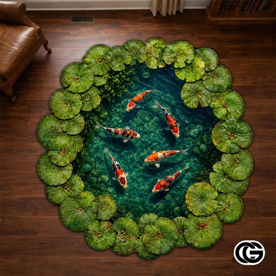 Custom Koi Pond Welcome Mat for Front Door and Entryway