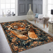 Bright interior decor setup featuring the oriental floral tiger floor carpet - thumbnail image 6 of 8