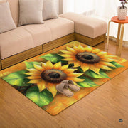 Overhead flat view of rectangular twin sunflowers living room area rug - thumbnail image 7 of 7