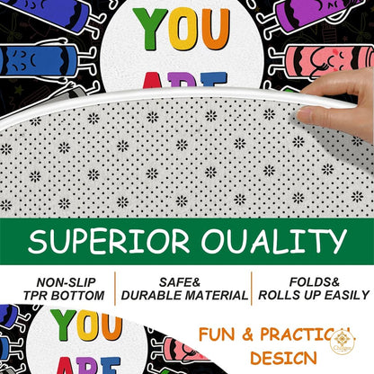 Custom Feelings Wheel Round Welcome Mat for Kids and Classroom