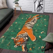 Living room arrangement showing the resting tiger meadow rug on wooden floor - thumbnail image 5 of 9
