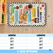 Personalized Teachers Classroom Rug, Custom Teacher Name Classroom Rules Area Rug, Feeling Chart Calming Corner Mat, Kindergarten Educational Back to School Class Decor (D4)