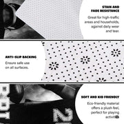 Overhead layout view of the rectangular football player sports area rug - thumbnail image 6 of 7