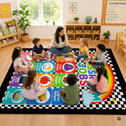 Personalized Teachers Classroom Rug, Custom Teacher Name Classroom Rules Area Rug, Feeling Chart Calming Corner Mat, Kindergarten Educational Back to School Class Decor (D9)